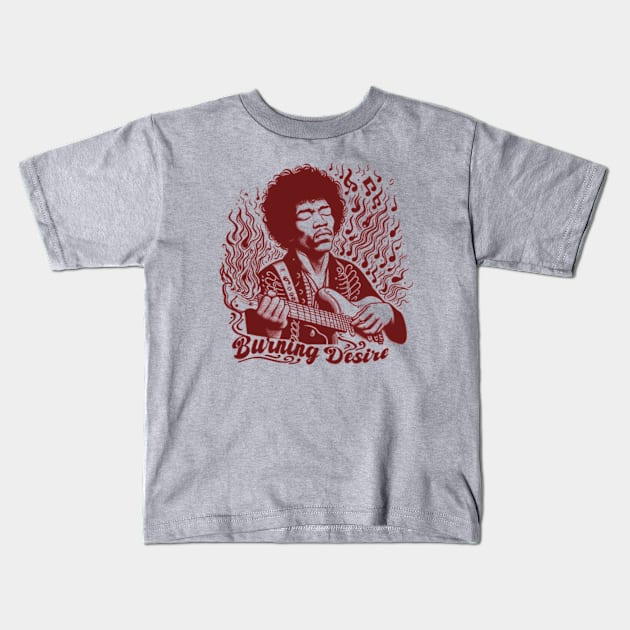 tshirt mug, sticker, print, Jimi Hendrix: Burning Desire Kids T-Shirt by Ken Savana